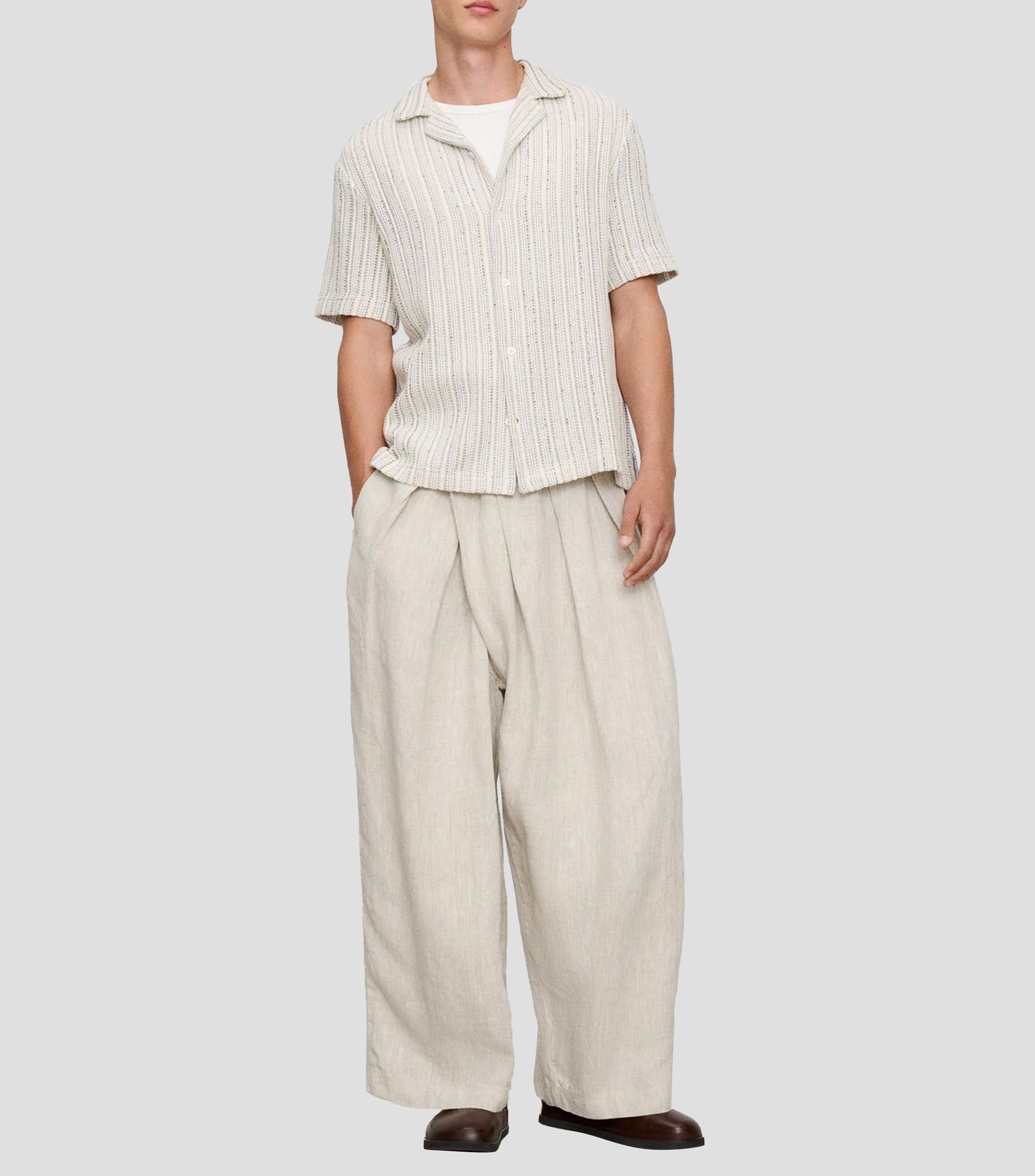 Camisa manga corta líneas Hombre